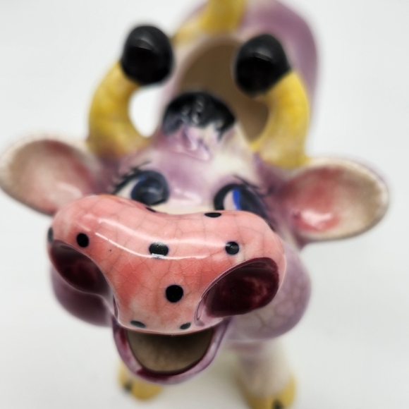 Vntg Numbered THAMES Japan Purple Cow Creamer Hand-Painted Ceramic Collectible - Picture 5 of 8